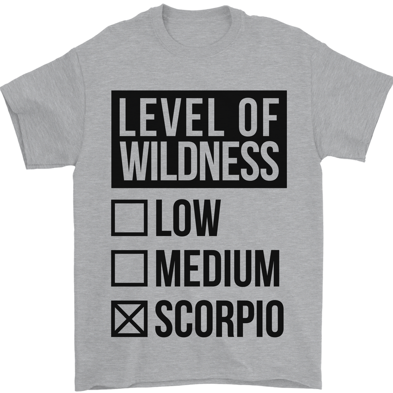 Levels of Wildness Scorpio Mens T-Shirt Cotton Gildan Sports Grey