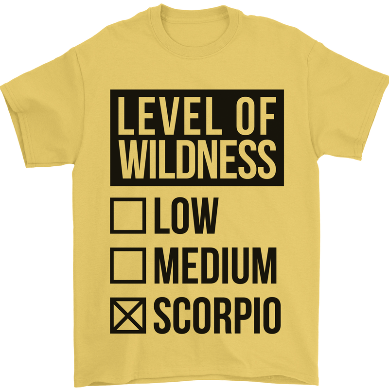 Levels of Wildness Scorpio Mens T-Shirt Cotton Gildan Yellow