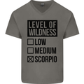 Levels of Wildness Scorpio Mens V-Neck Cotton T-Shirt Charcoal