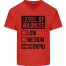 Levels of Wildness Scorpio Mens V-Neck Cotton T-Shirt Red