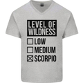 Levels of Wildness Scorpio Mens V-Neck Cotton T-Shirt Sports Grey