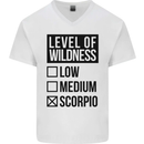 Levels of Wildness Scorpio Mens V-Neck Cotton T-Shirt White