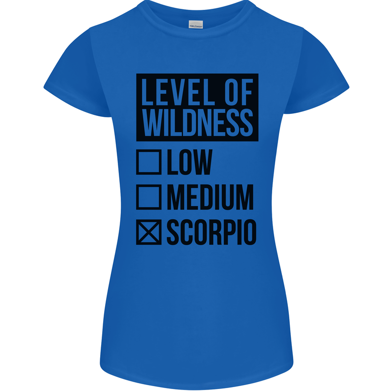 Levels of Wildness Scorpio Womens Petite Cut T-Shirt Royal Blue