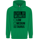 Levels of Wildness Taurus Childrens Kids Hoodie Irish Green