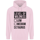 Levels of Wildness Taurus Childrens Kids Hoodie Light Pink