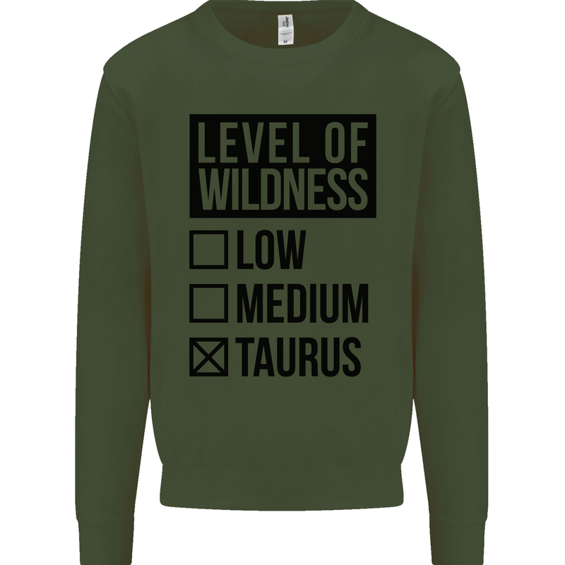 Levels of Wildness Taurus Kids Sweatshirt Jumper Forest Green