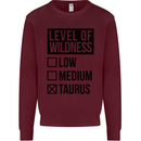 Levels of Wildness Taurus Kids Sweatshirt Jumper Maroon