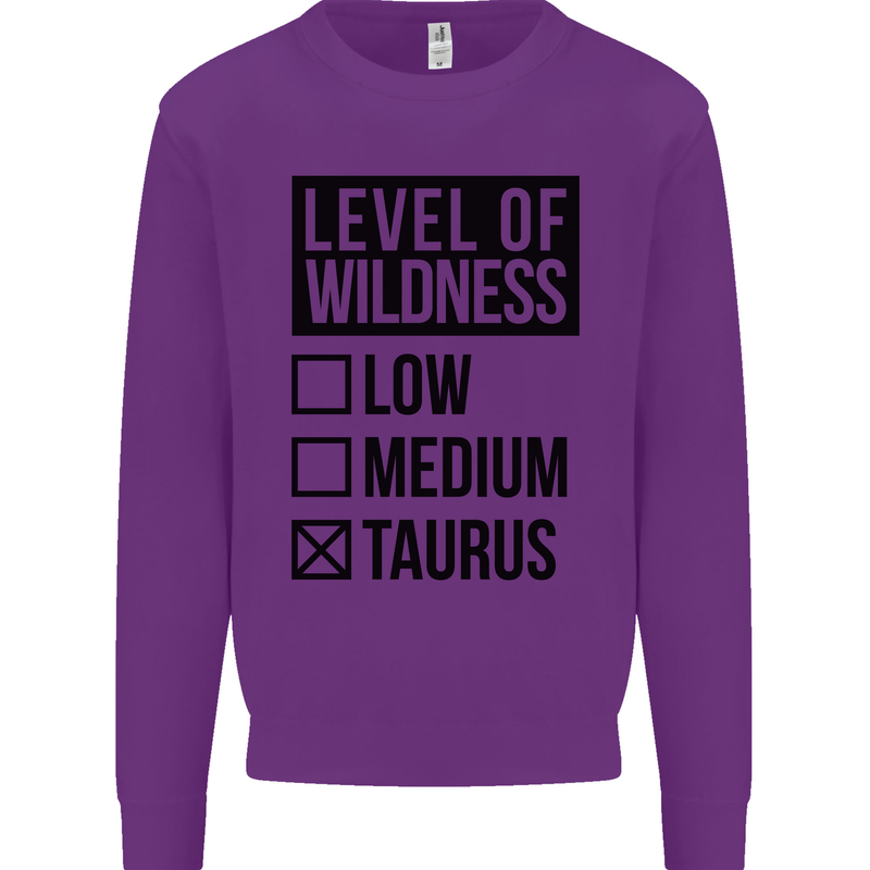 Levels of Wildness Taurus Kids Sweatshirt Jumper Purple