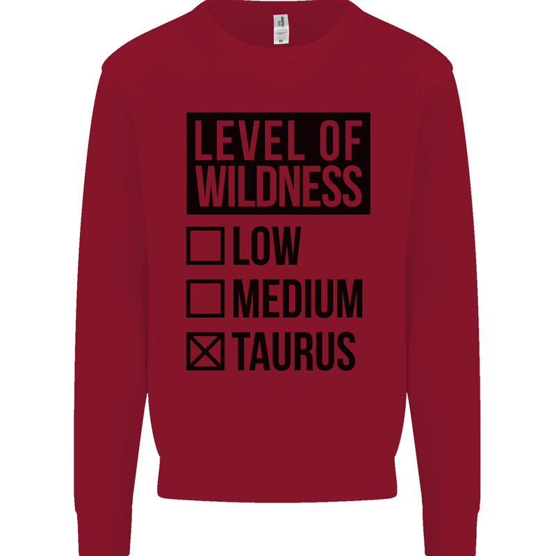 Levels of Wildness Taurus Kids Sweatshirt Jumper Red