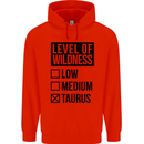 Levels of Wildness Taurus Mens 80% Cotton Hoodie Bright Red