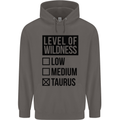 Levels of Wildness Taurus Mens 80% Cotton Hoodie Charcoal