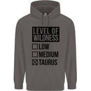 Levels of Wildness Taurus Mens 80% Cotton Hoodie Charcoal