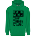 Levels of Wildness Taurus Mens 80% Cotton Hoodie Irish Green