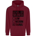 Levels of Wildness Taurus Mens 80% Cotton Hoodie Maroon