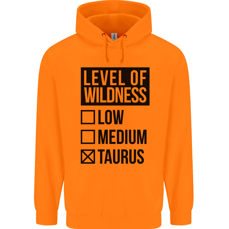 Levels of Wildness Taurus Mens 80% Cotton Hoodie Orange