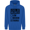 Levels of Wildness Taurus Mens 80% Cotton Hoodie Royal Blue