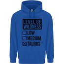 Levels of Wildness Taurus Mens 80% Cotton Hoodie Royal Blue