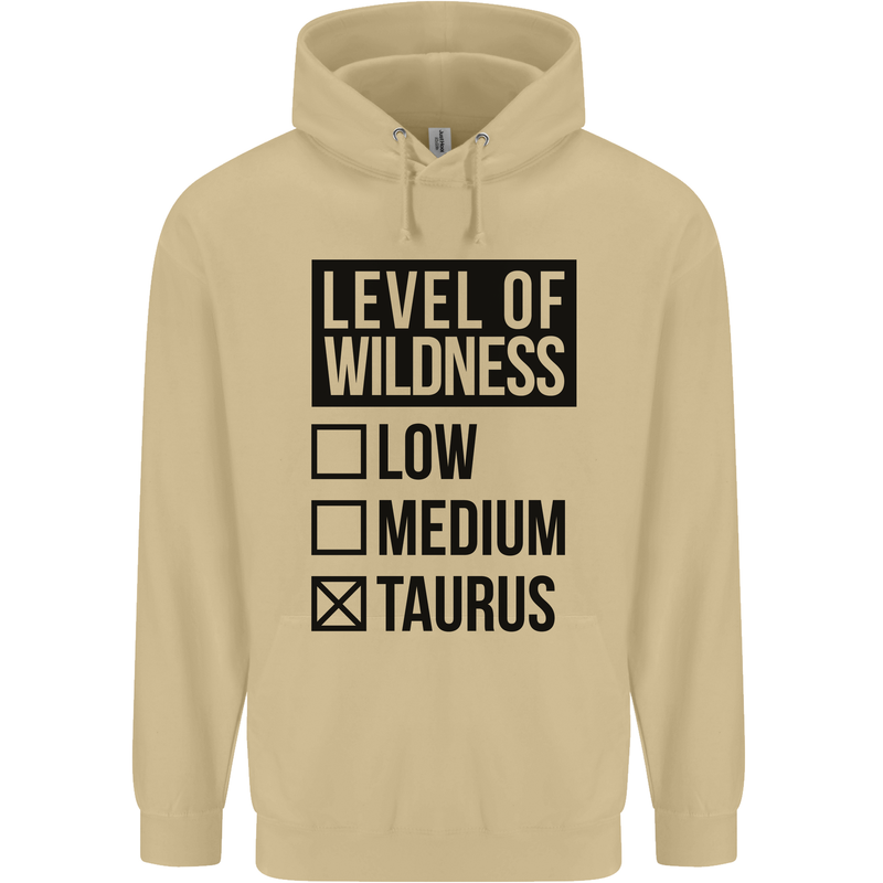 Levels of Wildness Taurus Mens 80% Cotton Hoodie Sand
