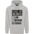 Levels of Wildness Taurus Mens 80% Cotton Hoodie Sports Grey