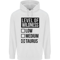 Levels of Wildness Taurus Mens 80% Cotton Hoodie White