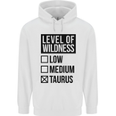 Levels of Wildness Taurus Mens 80% Cotton Hoodie White