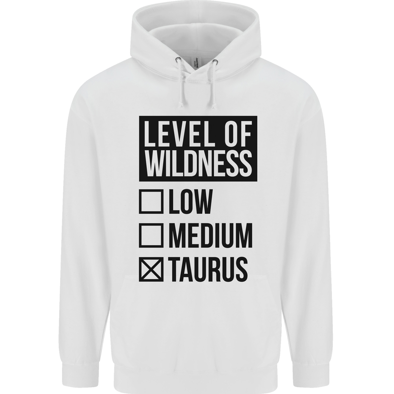 Levels of Wildness Taurus Mens 80% Cotton Hoodie White