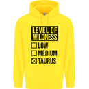 Levels of Wildness Taurus Mens 80% Cotton Hoodie Yellow