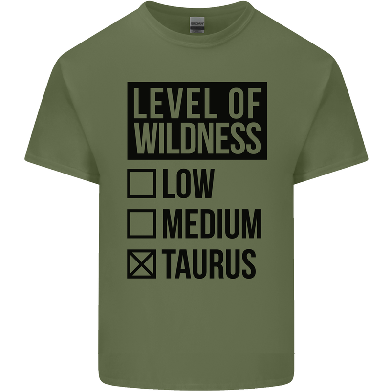 Levels of Wildness Taurus Mens Cotton T-Shirt Tee Top Military Green