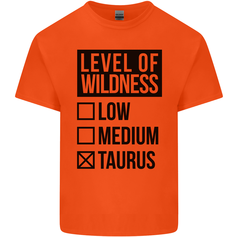 Levels of Wildness Taurus Mens Cotton T-Shirt Tee Top Orange