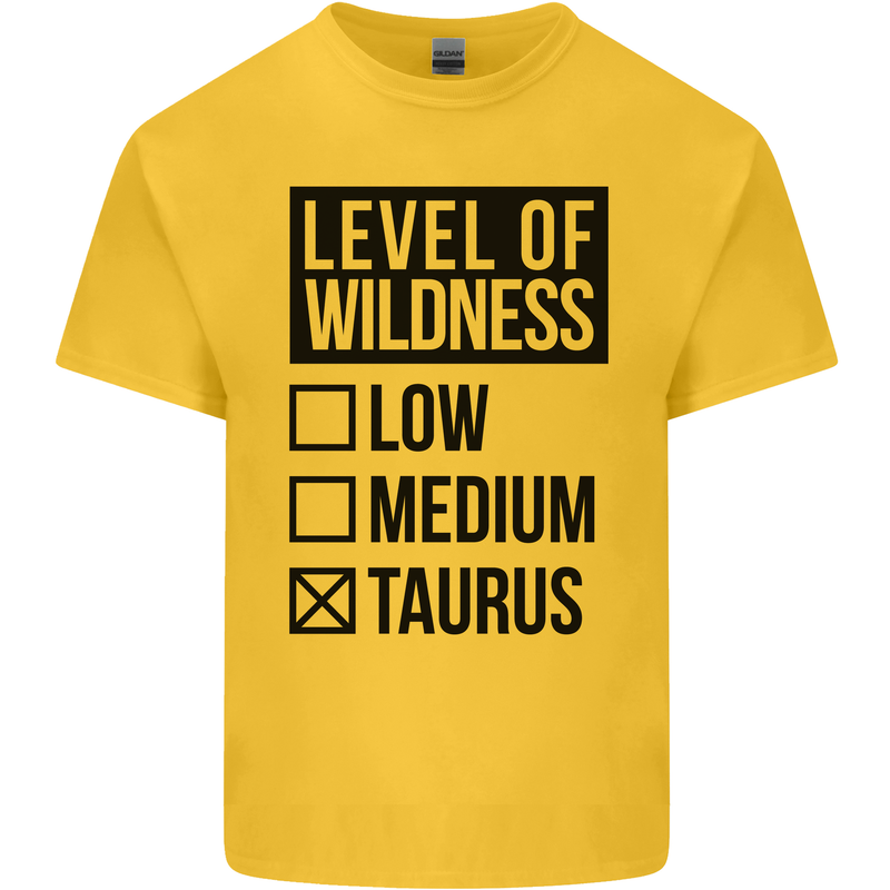 Levels of Wildness Taurus Mens Cotton T-Shirt Tee Top Yellow