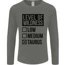 Levels of Wildness Taurus Mens Long Sleeve T-Shirt Charcoal