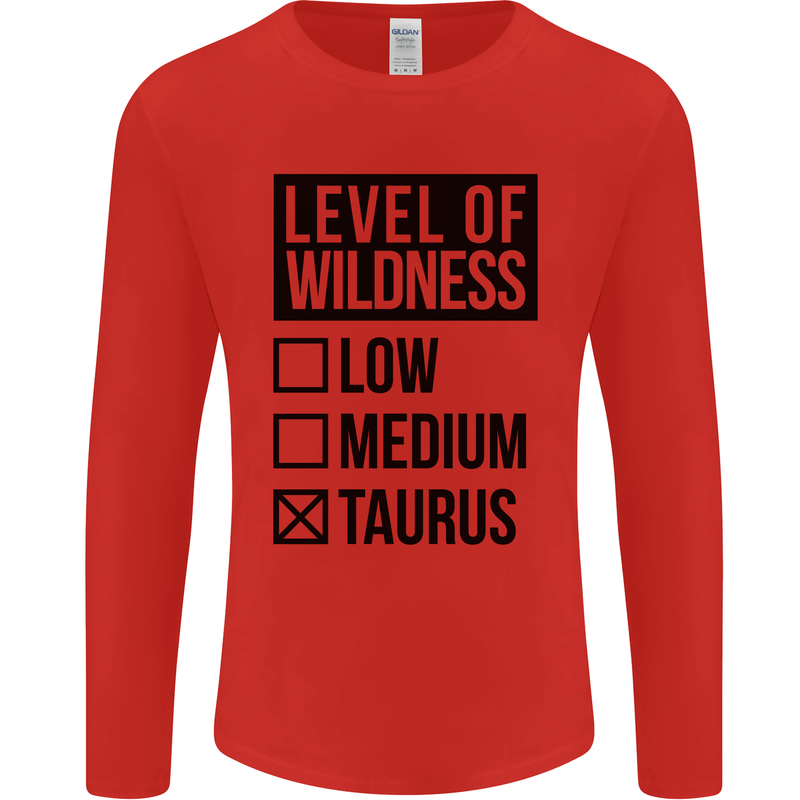 Levels of Wildness Taurus Mens Long Sleeve T-Shirt Red