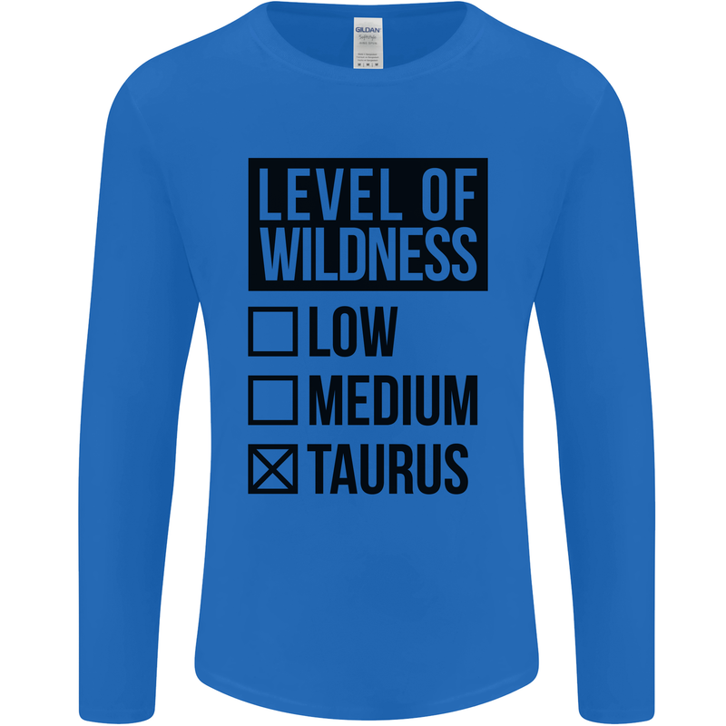 Levels of Wildness Taurus Mens Long Sleeve T-Shirt Royal Blue