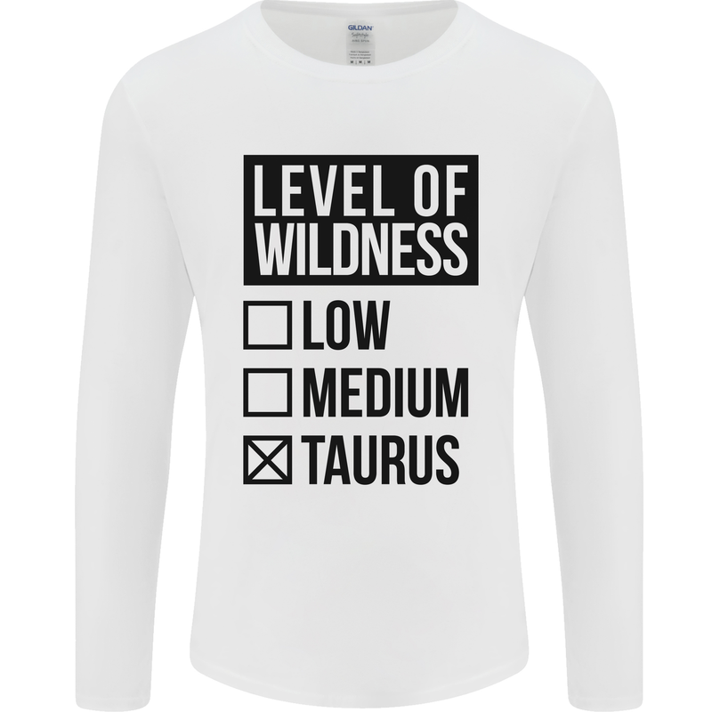 Levels of Wildness Taurus Mens Long Sleeve T-Shirt White