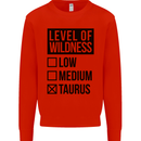 Levels of Wildness Taurus Mens Sweatshirt Jumper Bright Red