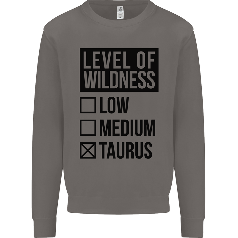 Levels of Wildness Taurus Mens Sweatshirt Jumper Charcoal