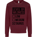 Levels of Wildness Taurus Mens Sweatshirt Jumper Maroon