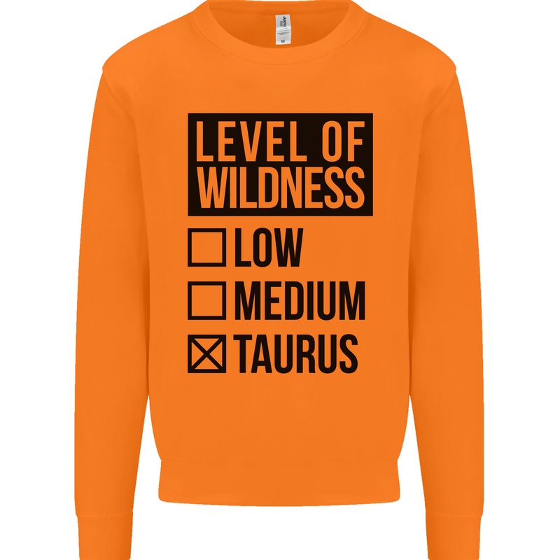 Levels of Wildness Taurus Mens Sweatshirt Jumper Orange