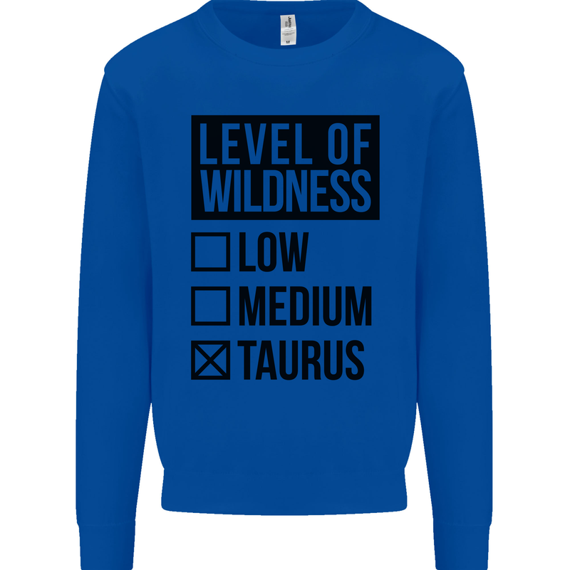 Levels of Wildness Taurus Mens Sweatshirt Jumper Royal Blue