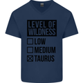 Levels of Wildness Taurus Mens V-Neck Cotton T-Shirt Navy Blue