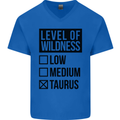 Levels of Wildness Taurus Mens V-Neck Cotton T-Shirt Royal Blue