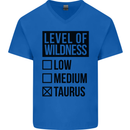 Levels of Wildness Taurus Mens V-Neck Cotton T-Shirt Royal Blue