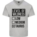 Levels of Wildness Taurus Mens V-Neck Cotton T-Shirt Sports Grey