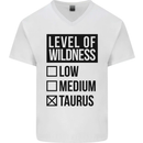 Levels of Wildness Taurus Mens V-Neck Cotton T-Shirt White