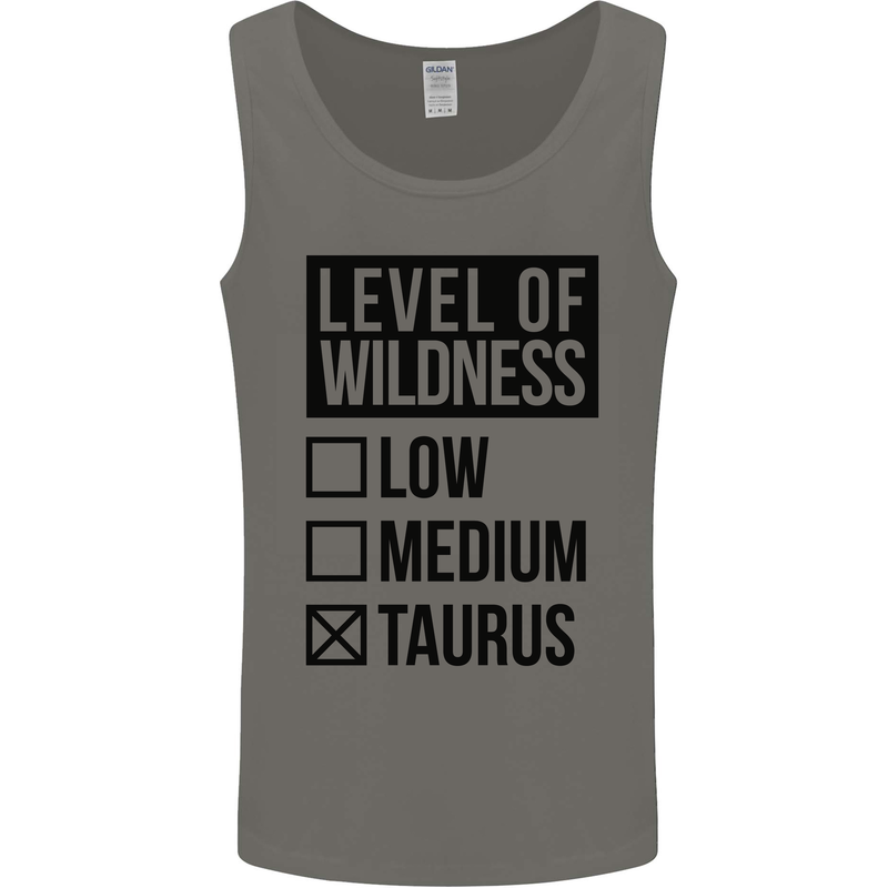 Levels of Wildness Taurus Mens Vest Tank Top Charcoal