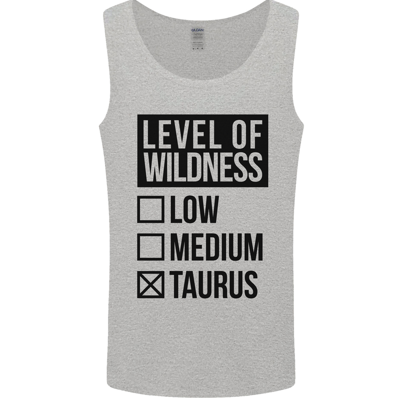 Levels of Wildness Taurus Mens Vest Tank Top Sports Grey