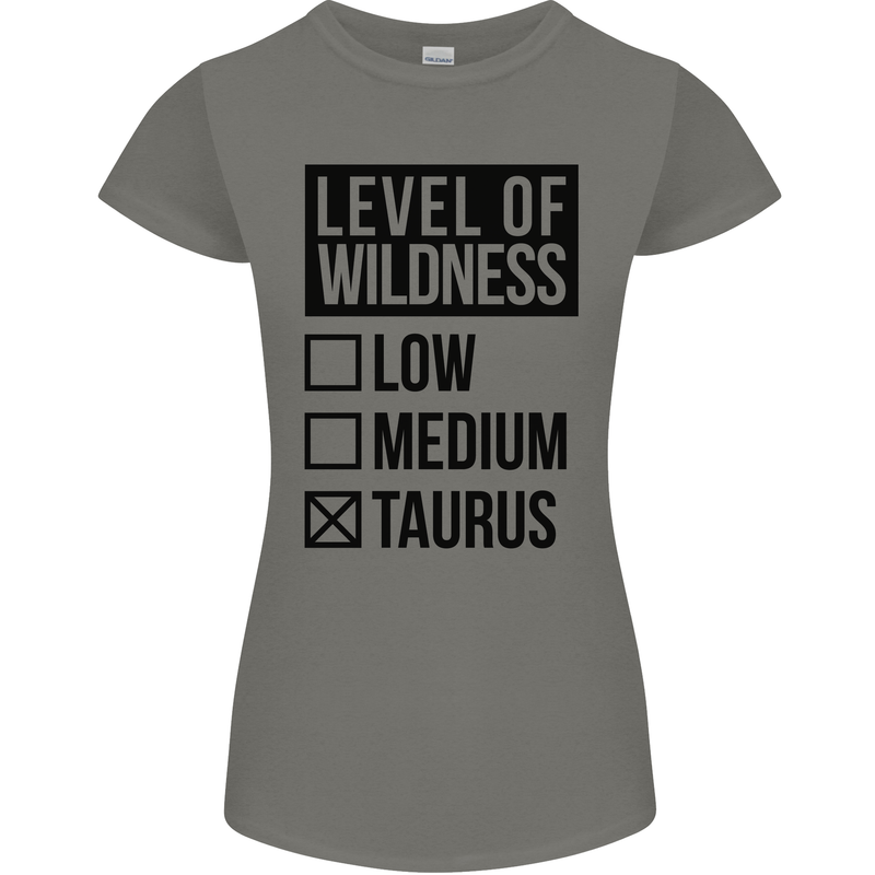 Levels of Wildness Taurus Womens Petite Cut T-Shirt Charcoal