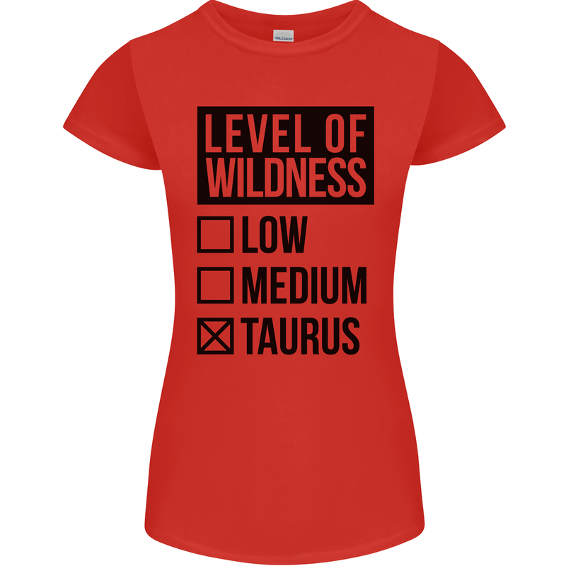Levels of Wildness Taurus Womens Petite Cut T-Shirt Red