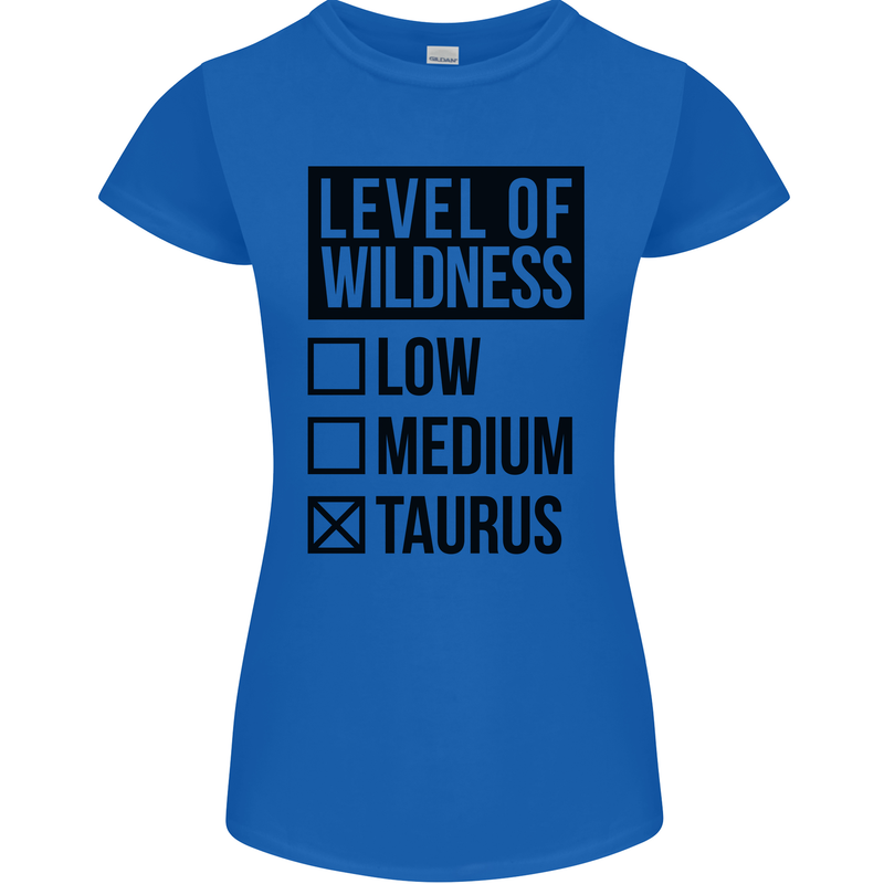 Levels of Wildness Taurus Womens Petite Cut T-Shirt Royal Blue