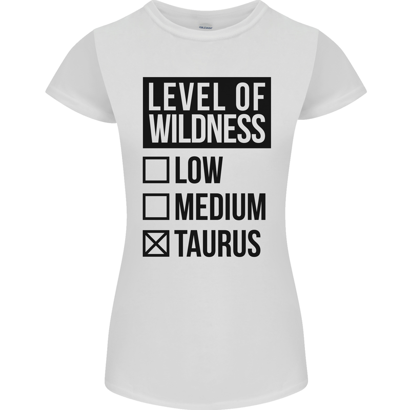 Levels of Wildness Taurus Womens Petite Cut T-Shirt White